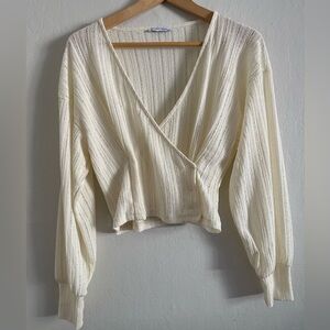 Zara Ivory Long Sleeve Blouse